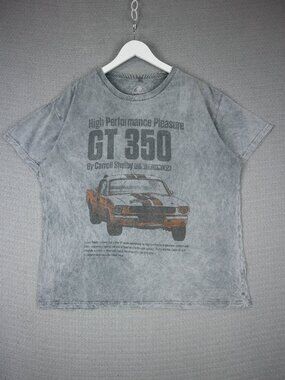 Shelby High Performance GT 350 Retro Car Faded Grey Tee Mens Large
